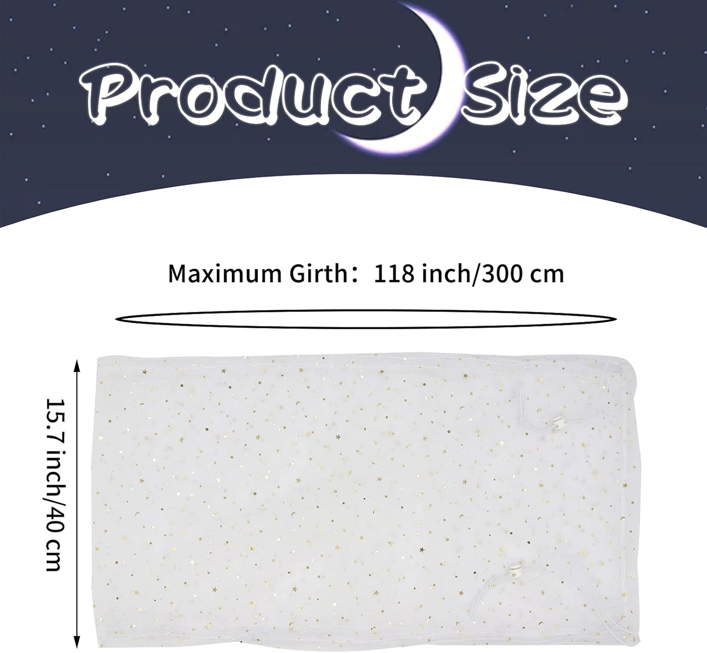 Daoeny Large Bird Cage Cover, Bird Cage Seed Catcher, Adjustable Soft Nylon Mesh Net with Twinkle Moon Star, Birdcage Cover Skirt Seed Guard for Parrot Parakeet Macaw Round Square Cages (White)