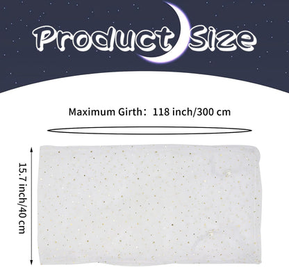 Daoeny Large Bird Cage Cover, Bird Cage Seed Catcher, Adjustable Soft Nylon Mesh Net with Twinkle Moon Star, Birdcage Cover Skirt Seed Guard for Parrot Parakeet Macaw Round Square Cages (White)