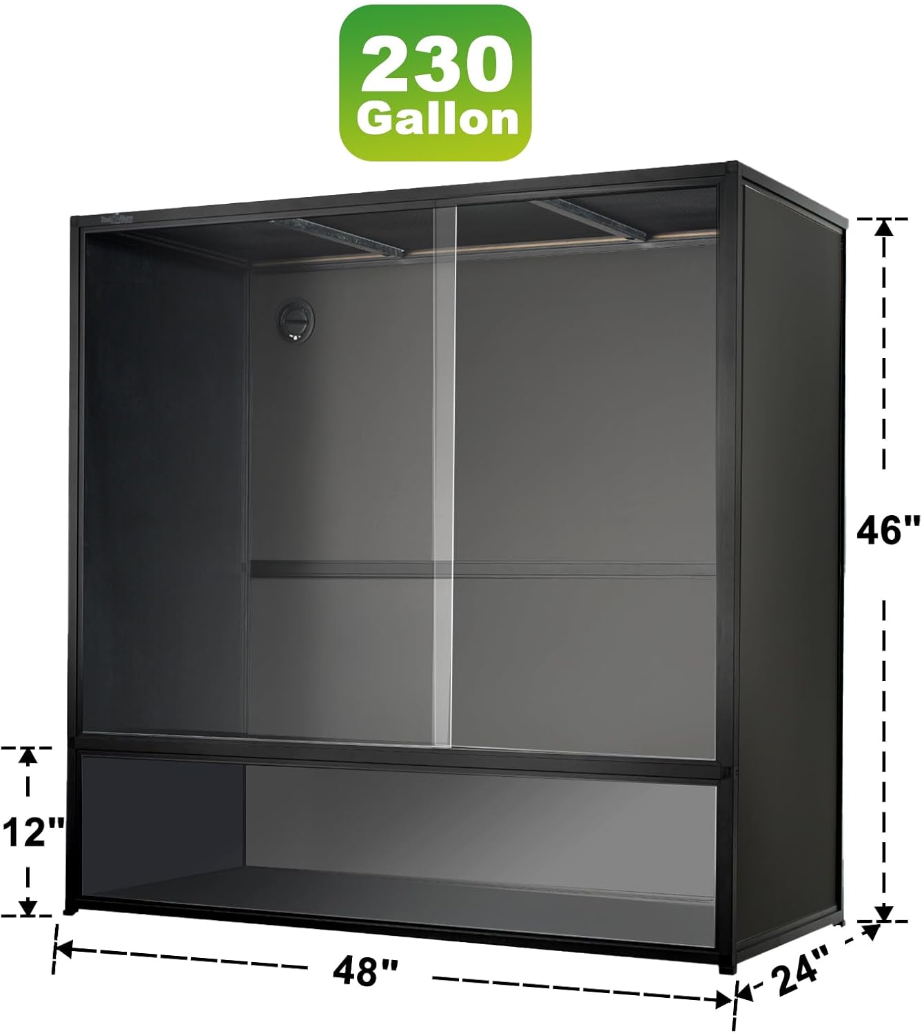 Reptile Tank 230 Gallon, 48"x24"x46" Large Reptile Enclosure for Bearded Dragon and Ball Python, Extra Tall Snake Terrarium with Front Opening Tempered Glass Door, Combination Lock