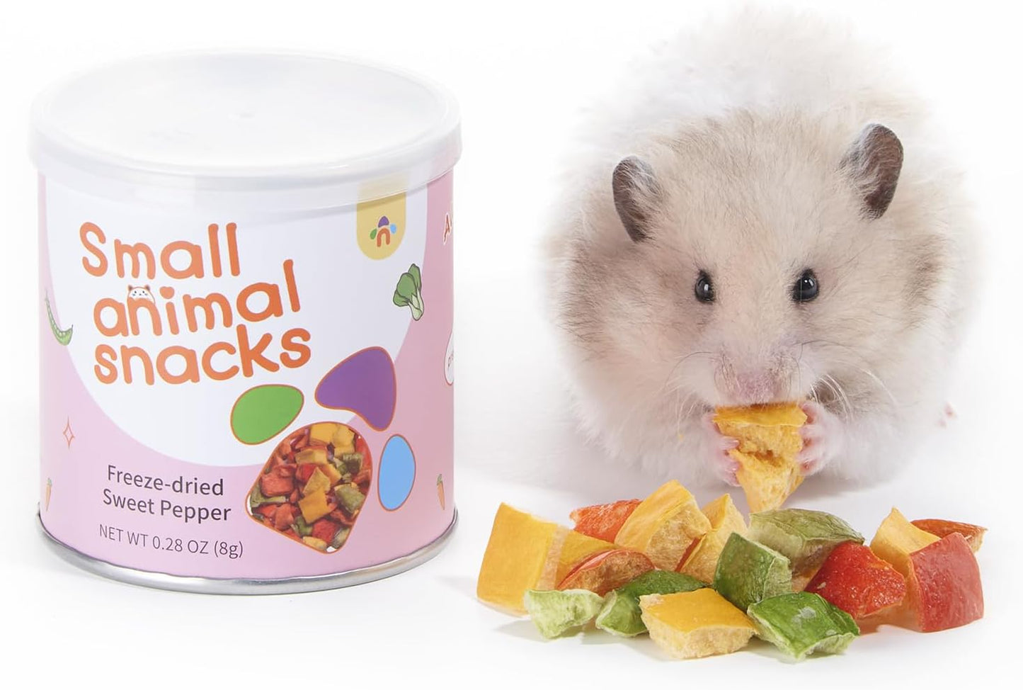 Niteangel Hamster Snack & Treats Toy - Small Animal Natural Treat for Dwarf Syrian Robo Hamsters Gerbils Mice Lemmings Degus or Other Small-Sized Pets (Freeze-Dried Sweet Pepper)