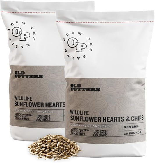 Old Potters Wildlife Sunflower Hearts & Chips for Bird Feeding and Wildlife Bird attracting, Non-GMO and USA Grown, 50 lbs