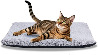 AIO Heated cat Bed Self Warming Cat Bed Self Heating Cat Dog Mat Advanced Grey Extra Warm Thermal Pet Pad for Indoor Outdoor Pets with Removable Cover Non-Slip Bottom Washable Non Electric