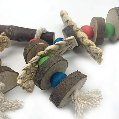 EBaokuup Wood Bird Chewing Toys-Blocks Parrot Tearing Toys Best for Finch,Budgie,Parakeets,Cockatiels, Conures,Love Birds and Amazon Parrots (Pack of 2)