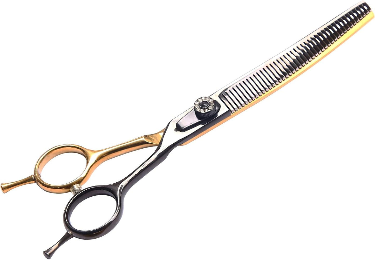 7" Curved Thinner Dog Scissor, Curved Fluffer Scissors, 43 Teeth, 50% Thinning Rate, Professional Pet Shear for Groomer, Ergonomic Dog Grooming Scissor, Dogs Shear for Grooming to remove bulk quickly