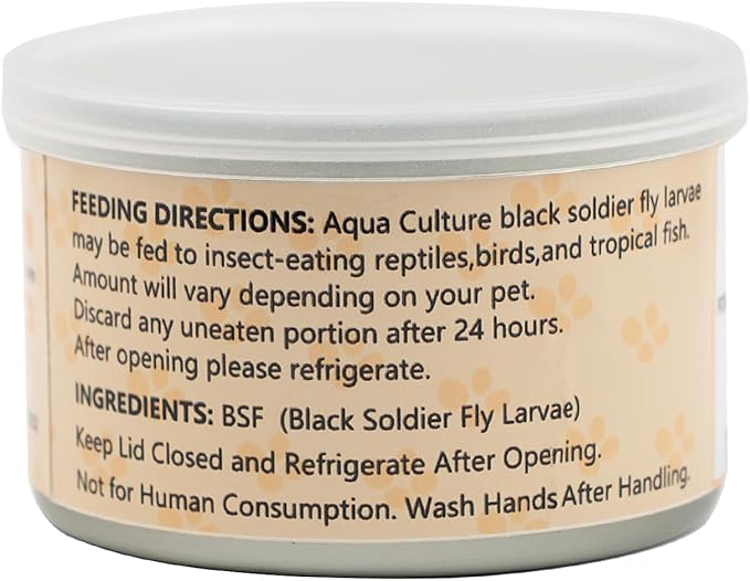 6 Pack Canned Black Soldier Fly Larvae for Reptiles, Fish, Birds and Small Animals, BSF, Healthy High Protein Treat, Reptile Bird Fish Food 7.2 Ounces Total