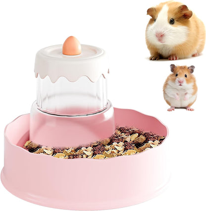 Mini&moe Hamster Food Bowl - Automatic Guinea Pig Feeder No Spill Storage Small Pet Food Dispenser for Gerbil, Rat, Chinchilla, Ferret, Hedgehog