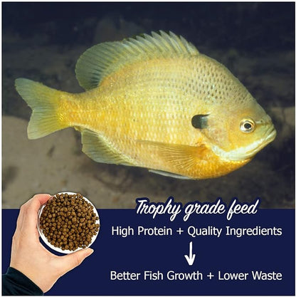 Natural Waterscapes Game Fish Food Variety | Pond and Lake Fish Food Pellets | 22 lb Bag | Feed to Bass, Bluegill, Trout, Catfish, tilapia | Floating Pellets