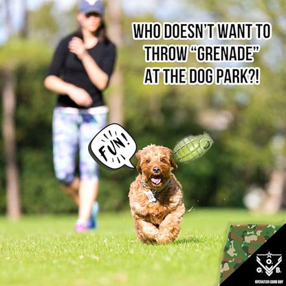Operation Good Boy Grenade Dog Toy – Durable Chew Toy for Aggressive Chewers, Military-Inspired Design – Tough, Interactive, Teething & Treat-Dispensing Dog Toy for Medium and Large Dogs