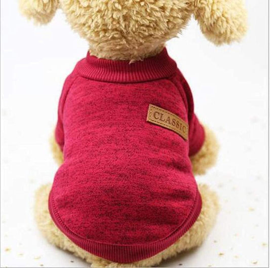 Idepet Pet Dog Classic Knitwear Sweater, Fleece Coat for Small,Medium Dog,Warm Pet Dog Cat Clothes,Soft Puppy Customes (M, WineRed)