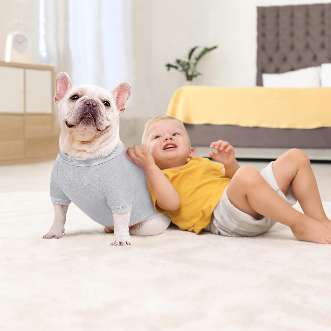 Idepet Dog Fleece Sweater, Small Dogs Shirt Pullover Sweatshirt Pet Dog Clothes Soft Puppy Sweater Warm Winter Shirt Classic Cat Apparel for Small Dogs and Cats (X-Large, Grey)