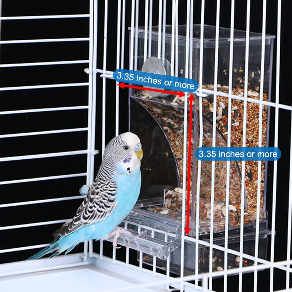 Hamiledyi No Mess Bird Feeders Automatic Parrot Feeder Drinker Acrylic Seed Food Container Parakeet Water Dispenser Cage Accessories for Lovebirds Budgies Canary Finch