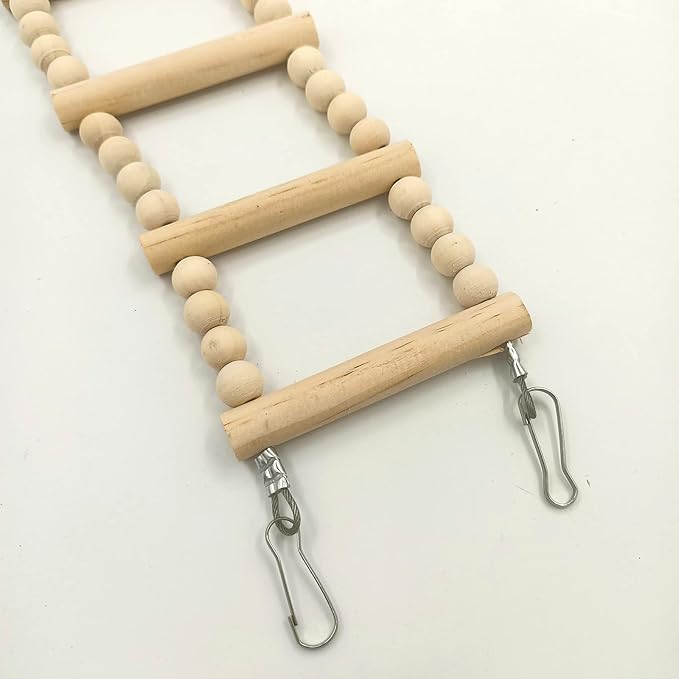 Bird Ladder Bridge, Wooden Pet Hamster Climbing & Swing Toys, Cage Accessories for Birds Rats Parrots Hamster Squirrel Sugar Gliders Parakeets Cockatiels - 12 Steps - 27.5 x 3.14 Inch