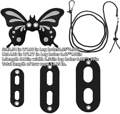 Bearded Dragon Leash and Harness - Adjustable 3 Size Pack Leather Butterfly Wings Harness Set, Lizard Costume Outdoor Walking Lead Control Rope for Iguana Gecko (Black)