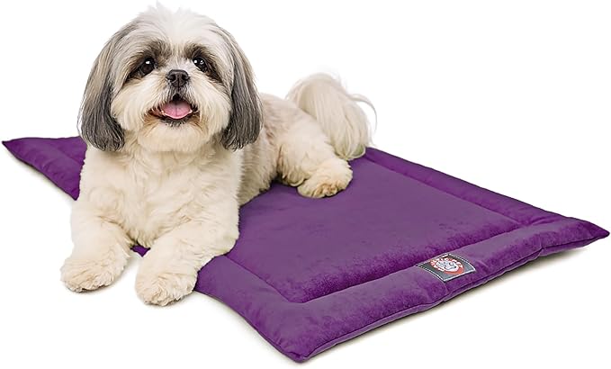 Majestic Pet Orthopedic Memory Foam Dog Crate Mat - Plush Pet Bed Pad for Crates & Kennels | USA Crafted | 24"x18" Villa Aubergine