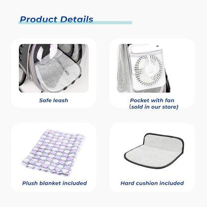 Lollimeow Cat Carrier Backpack, Bubble Expandable Backpack Carrier, Pets and Small Dogs,Airline-Approved, Designed for Travel, Hiking, Walking & Outdoor Use (Square Back Expandable-Black)