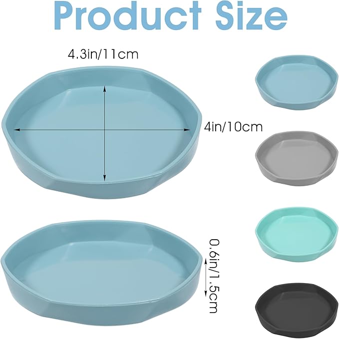 4 Pack Reptile Bowl, Round Plastic Reptile Dish,Food Dishes Lizard Tank,Lizard Water Bowl for Gecko, Bearded Dragon, Chameleon, 4.45" W x 4.45" D x 0.6" H, Muticolors