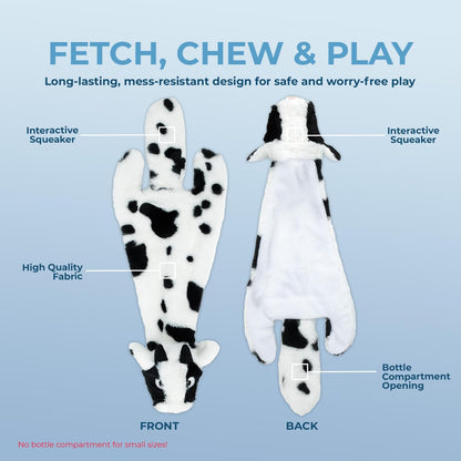 Best Pet Supplies Squeaky Dog Toys with Soft Durable Fabric for Small, Medium and Large Pets Interactive Toy for Indoor Play, Supports Active Biting and Play - Cow, Medium