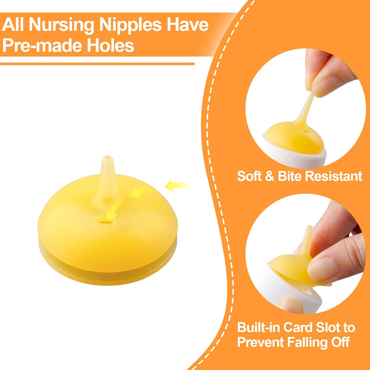 Pet Feeding Nipple with Syringe, Soft Silicone Nursing Pet Feeding Bottle, Ventilation Valve Resistant Tearing for Puppies, Kittens, Rabbit, Small Wildlife (Yellow)