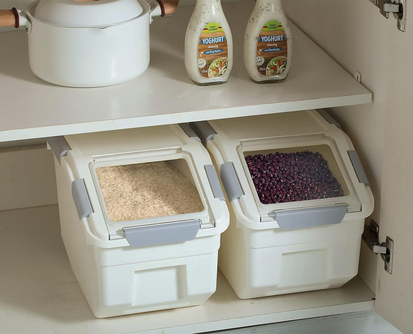 CITY BABY 2 Pack Airtight Flour Storage Container With Scoop,Dry Food, Sugar, Baking Supplies,Rice Container Set -BPA Free- Pet Food Storage Container,Dog Cat Birds Food Bin(50LB)