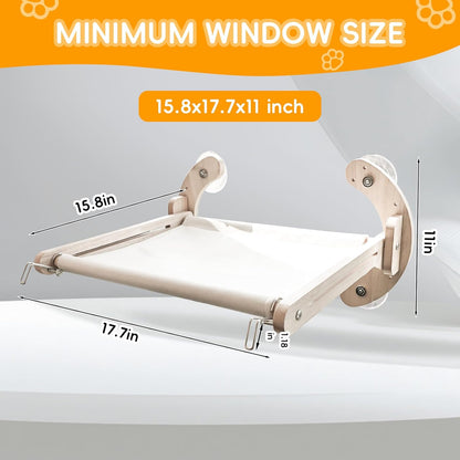 4-in-1, Cat Window Perch,cat Bed, Sturdy Oak Hammock,Suitable for Indoor Cats to Rest and Play. It can be Used as a Hammock, a Resting Area by The Window, a Cats Bed, a cat Rocking Toy