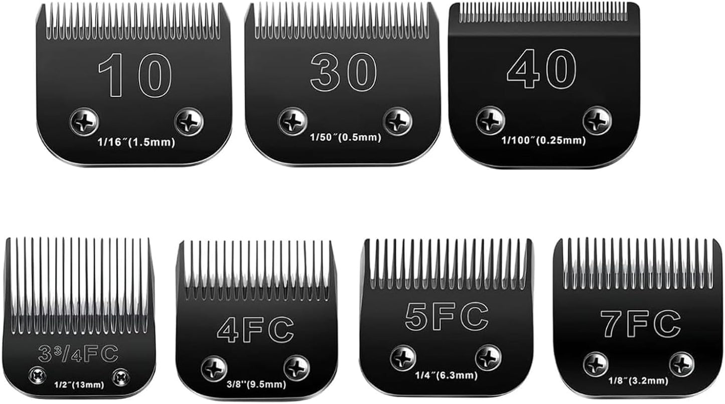 7pack Dog Grooming Blades Compatible with Andis Dog Clippers Blades,Dog Clipper Blades Compatible with Oster A5,Wahl km10 Dog Clippers,Stainless-Steel Blade Sharp