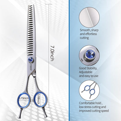 Chunkers Dog Grooming Scissors Left Handed 7.0'' Professional Thinning Shears for Dogs Pet Grooming Scissors Chunkers Shears Dog Grooming Japan 440C 70% Thinning Rate 18 Teeth(7.0'' Chunkers)