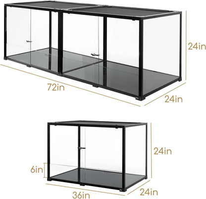 OIIBO Extra Large Reptile Terrarium 72" x 24" x 24" Reptile Tank, Upgrade Splicable Tank Can Be Used as 2 Separate Habitats, Giant Terrarium with Double Front Sliding Doors