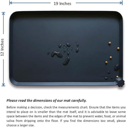 Hoki Found Silicone Pet Food Mats Tray - Non Slip Pet Bowl Mats Placemat - Dog Cat Feeding Mat - Waterproof Dog Food Mats -Pet Water Mats for Floors -Black