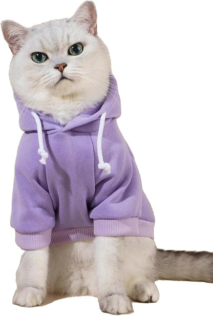 QWINEE Basic Dog Hoodie Sweatshirt Puppy Sweater Warm Cat Costumes Pet Clothes for Chihuahua Puppy Kitten Small Medium Dogs Mauve Purple Small