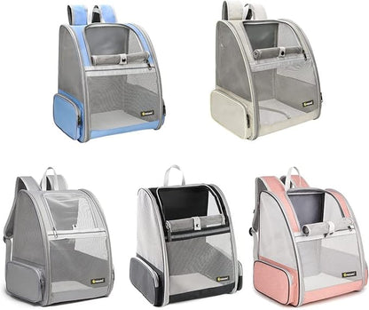 Texsens Pet Backpack Carrier for Small Cats Dogs | Ventilated Design, Safety Straps, Buckle Support, Collapsible | Designed for Travel, Hiking & Outdoor Use (Blue)