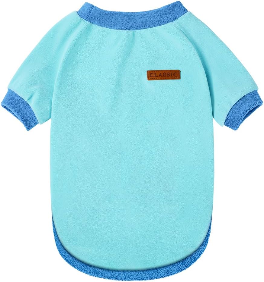 GreenJoy Classic Fleece Dog Sweater – Soft & Warm Stretchy Sweatshirt for Small Dogs & Cats, Cold-Weather Pullover for Everyday Wear (Light Blue, Medium/Large)
