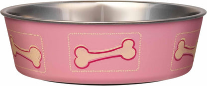 Loving Pets Bella Dog Bowls- Stainless Steel Dog & Cat Bowls - Spill Proof Dog Food Bowl, Cat Bowl, Puppy Essentials & Pet Supplies Great for Home & Travel (Small 10-20 lbs, Coastal Pink)