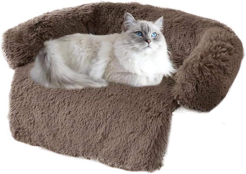 Calming Dogs/Cats Bed Mats, Dog Pad Washable Removable Couch Cover, Plush Long Fur Mat for Pets, Waterproof Lining, Perfect for Small, Medium and Large Dogs and Cats (Desert Brown, 31"x23")