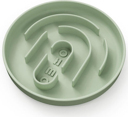 OHMO Slow Feeder Cat Bowl, Silicone Anti-Choking Dog & Pet Bowl, No Suction Cup, Slows Down Eating for Small Pets (S-Infinite, Sage Green)