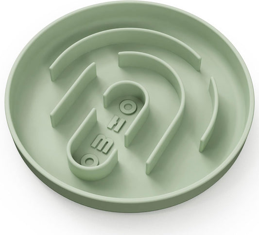 OHMO Slow Feeder Cat Bowl, Silicone Anti-Choking Dog & Pet Bowl, No Suction Cup, Slows Down Eating for Small Pets (S-Infinite, Sage Green)