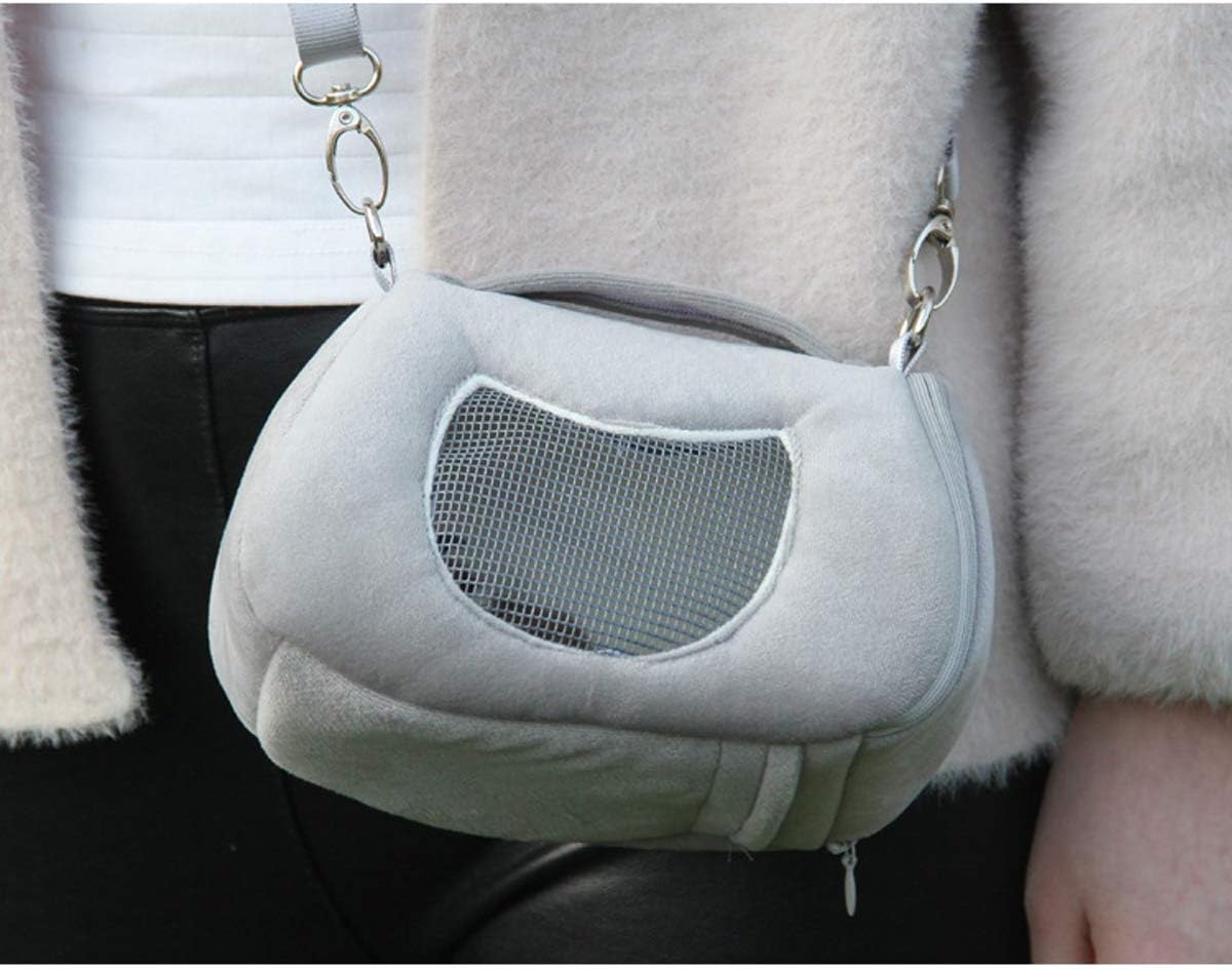 Wontee Hamster Carrier Bag Portable Outdoor Travel Handbag with Adjustable Single Shoulder Strap for Hamster Small Pets (Grey)