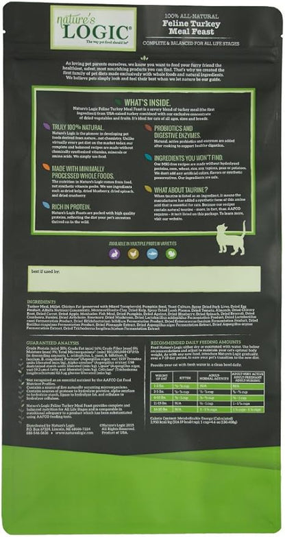 Nature's Logic Turkey Dry Cat Food (1 Pack), 7.7 lb