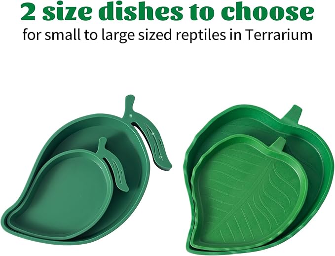 4Pack Terrarium Bowls Turtle Feeding Dishes Shallow and Flat Reptile Food and Water Feeder for Tortoise,Bearded Dragon,Lizards,Gecko,Cute Leaf and Mango Shaped