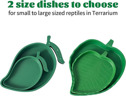 4Pack Terrarium Bowls Turtle Feeding Dishes Shallow and Flat Reptile Food and Water Feeder for Tortoise,Bearded Dragon,Lizards,Gecko,Cute Leaf and Mango Shaped