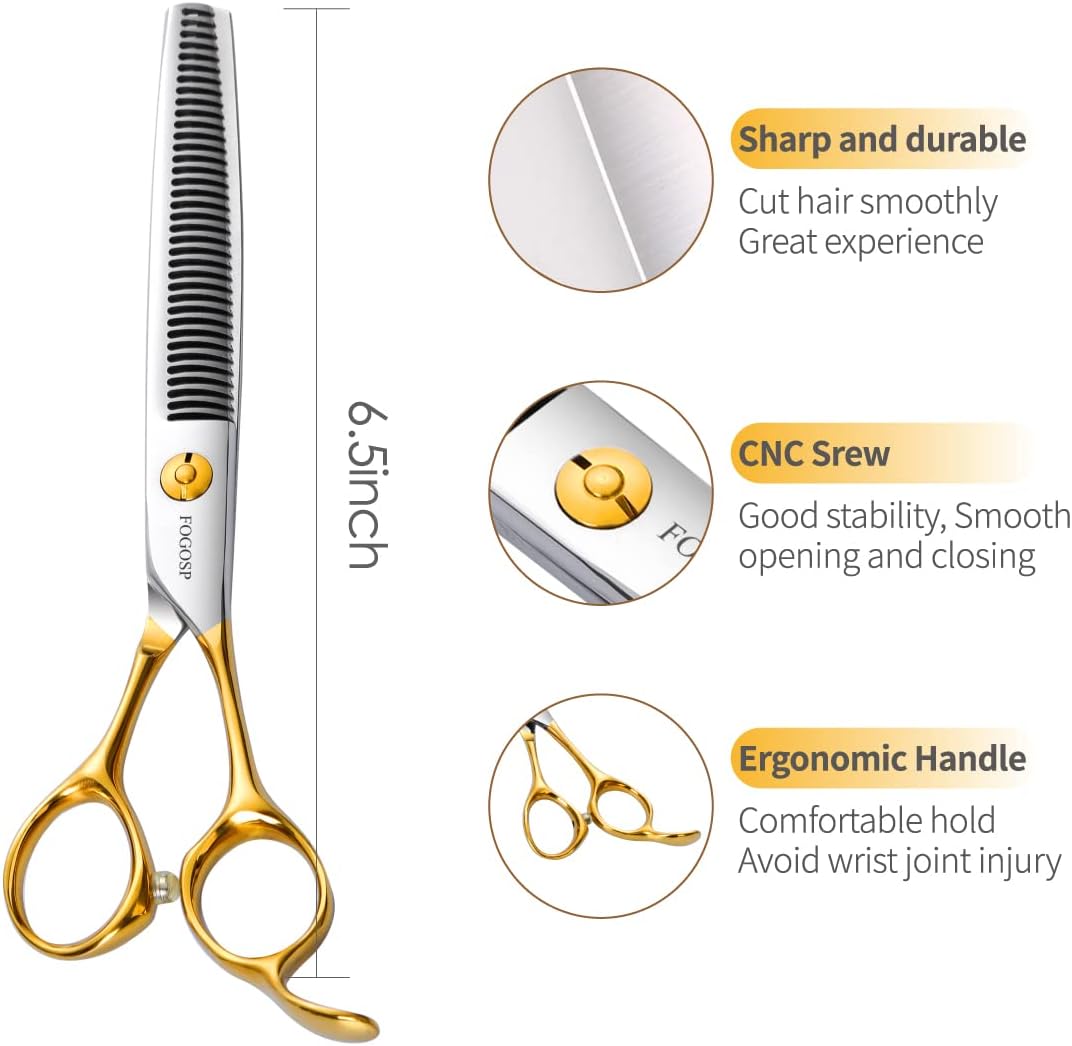 Dog Thinning Shears for Grooming 36 Teeth 6.5" Dog Blending Shears for Grooming Small Medium Dogs Professional Pet Thinners Blenders Scissors for Right Groomer(Blender, Gold)