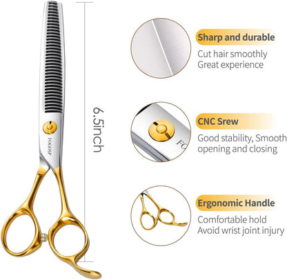 Dog Thinning Shears for Grooming 36 Teeth 6.5" Dog Blending Shears for Grooming Small Medium Dogs Professional Pet Thinners Blenders Scissors for Right Groomer(Blender, Gold)