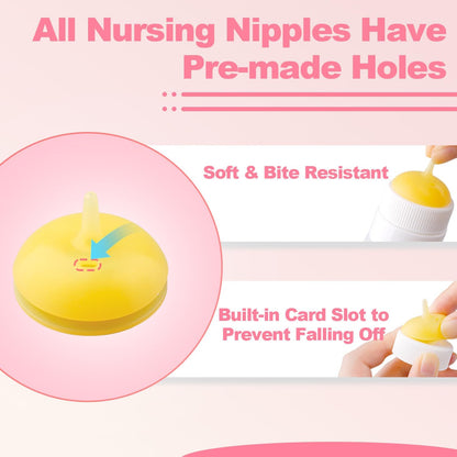 Kitten Bottle Feeding kit with Feeding Nipple and Syringe, Soft Silicone Nursing Pet Feeding Bottle, Ventilation Valve Resistant Tearing for Small Puppies, Kittens, Rabbit (S Nipple-Yellow)