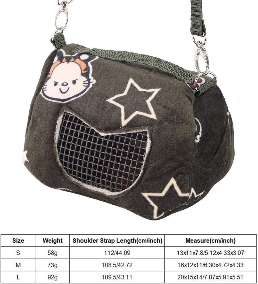 Hamster Carrier Bag, Breathable Small Animal Outgoing Travel Pouch for Small Pets Squirrel Hedgehog Hamsters Sugar Glider Guinea Pig(L)