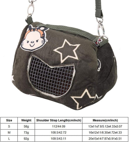 Hamster Carrier Bag, Breathable Small Animal Outgoing Travel Pouch for Small Pets Squirrel Hedgehog Hamsters Sugar Glider Guinea Pig(L)