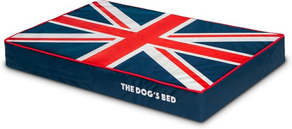 The Dog’s Bed Orthopedic Memory Foam Dog Bed, Medium Blue & Red Trim UK Center Flag, Pain Relief for Arthritis, Hip & Elbow Dysplasia, Post Surgery, Supportive, Calming, Waterproof Washable