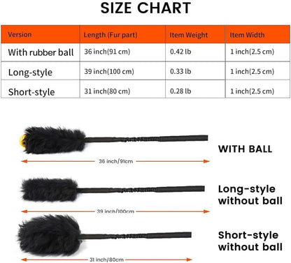 HOWGO Dog Rope,Dog Bungee Chaser 100% Sheepskin,Sheep Smell Tug for All Breeds(Black, Long Without Ball 2Pack)