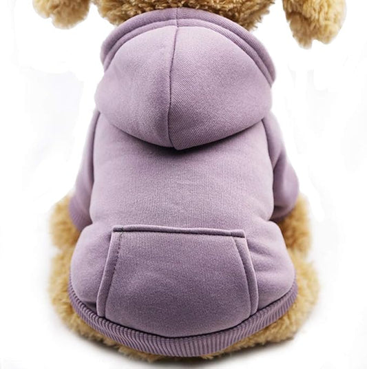 Jecikelon Winter Dog Hoodie Sweatshirts with Pockets Warm Dog Clothes for Small Dogs Chihuahua Coat Clothing Puppy Cat Custume (Purple, X-Small)