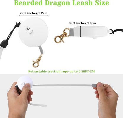 3 Pack Bearded Dragon Harness and Leash Set, Bearded Dragon Leash, Soft Leather Harness with 6.56FT/2M Retractable Leash, Small Animal Easy Walk Harness for Ferret, Rabbit, Hamster, Lizard (Brown)