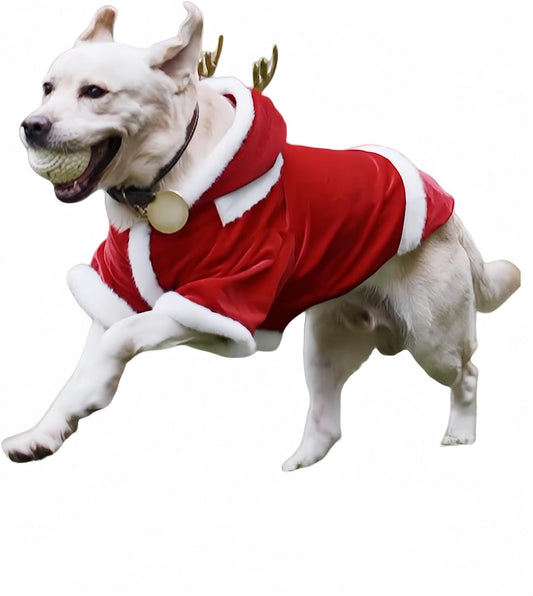 Christmas Dog Hoodie for Small Medium Large Dogs, Santa Claus Dogs Hoodie Christmas Cosplay Clothes Reindeer Dog Costume Outfits Pullover S