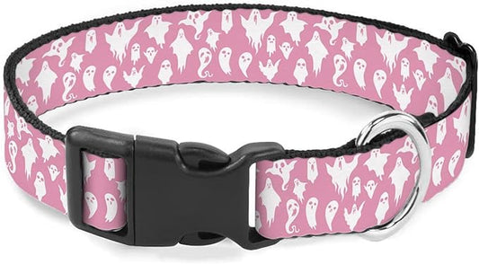 Pink White Ghost Dog Collars Halloween Phantom Soft Adjustable Collar Strap for Small Medium Large Dogs Cats Pet